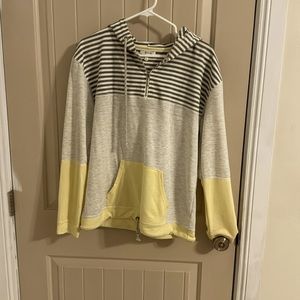 Pale yellow and grey sweater with hoodie